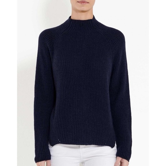 Banana Republic Wool Alpaca Blend Ribbed Eyelash Mock Neck Preppy Sweater XS - Picture 1 of 12